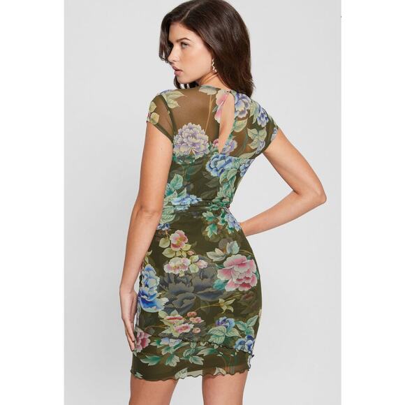 Guess Sheer Top Floral Dress Size M NWOT STUNNING! - Picture 3 of 9